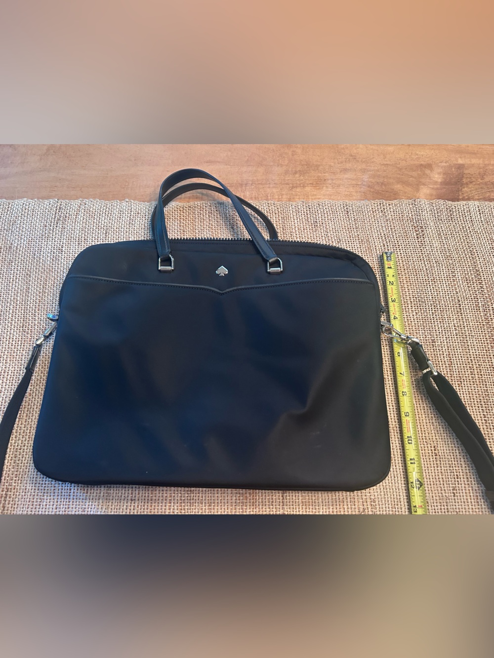 Kate Spade Jae Black Laptop Bag Crafted from Durable Nylon w/Beveled Spade Logo. - Picture 8 of 9